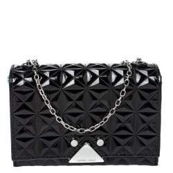 Pre Owned Emporio Armani Black Quilted Leather Flap Chain Shoulder Bag