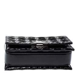 Pre Owned Emporio Armani Black Quilted Leather Flap Chain Shoulder Bag