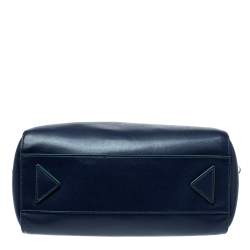 Pre Owned Emporio Armani Blue Leather Dome Satchel