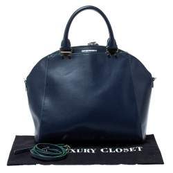 Pre Owned Emporio Armani Blue Leather Dome Satchel