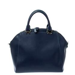 Pre Owned Emporio Armani Blue Leather Dome Satchel