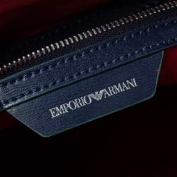 Pre Owned Emporio Armani Blue Leather Dome Satchel