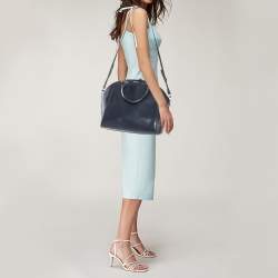 Pre Owned Emporio Armani Blue Leather Dome Satchel