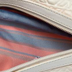 Pre Owned  Emporio Armani White Quilted Rubber and Leather Pochette