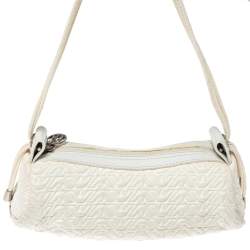 Pre Owned  Emporio Armani White Quilted Rubber and Leather Pochette