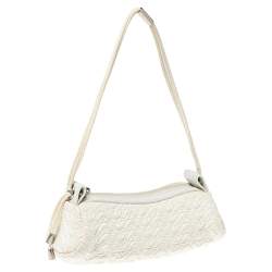 Pre Owned  Emporio Armani White Quilted Rubber and Leather Pochette