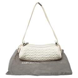 Pre Owned  Emporio Armani White Quilted Rubber and Leather Pochette