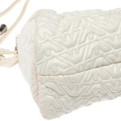 Pre Owned  Emporio Armani White Quilted Rubber and Leather Pochette