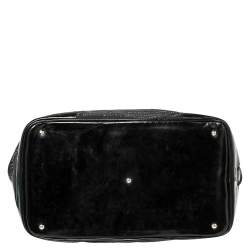 Pre Owned Emporio Armani Black Logo Print Canvas and Leather Tote