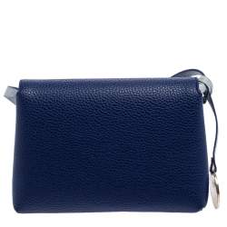 Pre Owned Emporio Armani Blue Leather Flap Crossbody Bag