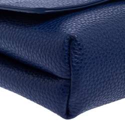 Pre Owned Emporio Armani Blue Leather Flap Crossbody Bag