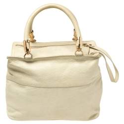 Emporio Armani Pale Green Leather Double Zip Tote
