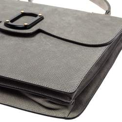 Pre Owned Emporio Armani Grey Nubuck Leather Flap Top Handle Bag