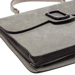 Pre Owned Emporio Armani Grey Nubuck Leather Flap Top Handle Bag