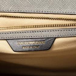 Pre Owned Emporio Armani Grey Nubuck Leather Flap Top Handle Bag