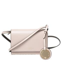 Pre Owned Emporio Armani Pale Pink Leather Flap Crossbody Bag