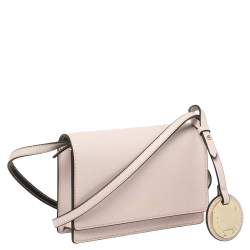 Pre Owned Emporio Armani Pale Pink Leather Flap Crossbody Bag