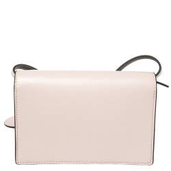 Pre Owned Emporio Armani Pale Pink Leather Flap Crossbody Bag