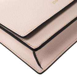 Pre Owned Emporio Armani Pale Pink Leather Flap Crossbody Bag