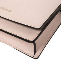 Pre Owned Emporio Armani Pale Pink Leather Flap Crossbody Bag