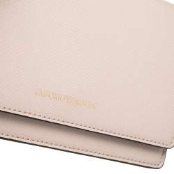 Pre Owned Emporio Armani Pale Pink Leather Flap Crossbody Bag