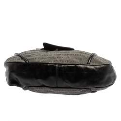 Pre Owned Emporio Armani Black/Grey Monogram Canvas and Leather Hobo