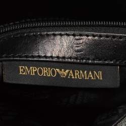 Pre Owned Emporio Armani Black/Grey Monogram Canvas and Leather Hobo