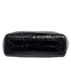 Pre Owned Emporio Armani Black Croc Embossed Leather Satchel