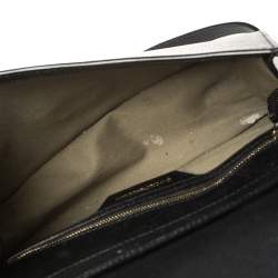 Pre Owned Emporio Armani Black Leather And Croc Embossed Leather Pushlock Flap Top Handle