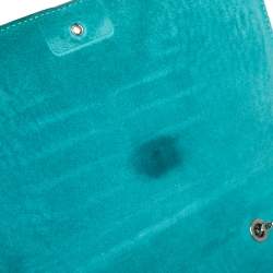 Pre Owned Emporio Armani Blue/Black Croc Embossed Leather Flap Crossbody Bag