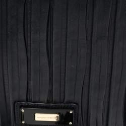 Pre Owned Emporio Armani Navy Blue Pleated Leather Expandable Hobo