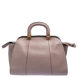 Pre Owned Emporio Armani Old Rose Grained Leather Zip Satchel