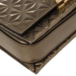 Emporio Armani Metallic Bronze Quilted Patent Leather Flap Chain Shoulder Bag
