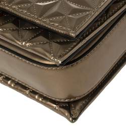 Emporio Armani Metallic Bronze Quilted Patent Leather Flap Chain Shoulder Bag