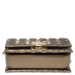 Emporio Armani Metallic Bronze Quilted Patent Leather Flap Chain Shoulder Bag