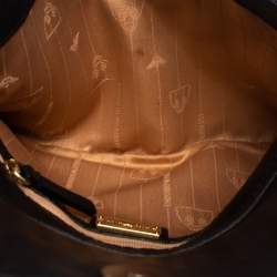 Pre Owned Emporio Armani Black Leather Pleated Crossbody Bag