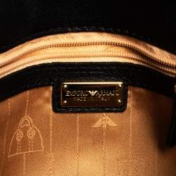 Pre Owned Emporio Armani Black Leather Pleated Crossbody Bag