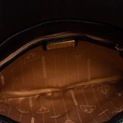 Pre Owned Emporio Armani Black Leather Pleated Crossbody Bag