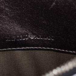 Pre Owned Emporio Armani Metallic Grey Leather Structured Logo Crossbody Bag