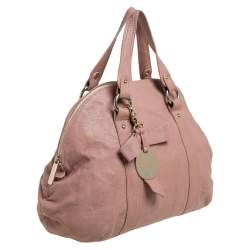 Pre Owned Emporio Armani Old Rose Pink Leather Zip Satchel