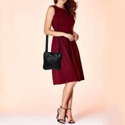 Pre Owned Emporio Armani Black Leather Slim Messenger Bag