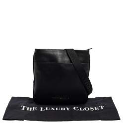 Pre Owned Emporio Armani Black Leather Slim Messenger Bag