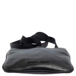 Pre Owned Emporio Armani Black Leather Slim Messenger Bag