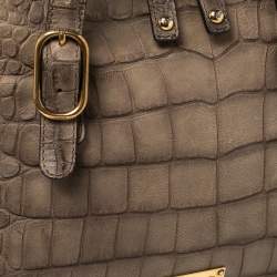 Emporio Armani Taupe Croc Embossed Leather Dome Satchel