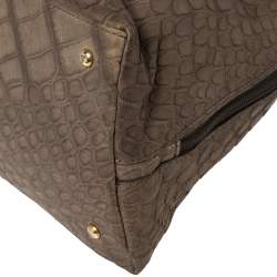Emporio Armani Taupe Croc Embossed Leather Dome Satchel