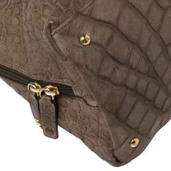 Emporio Armani Taupe Croc Embossed Leather Dome Satchel