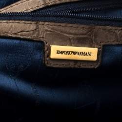 Emporio Armani Taupe Croc Embossed Leather Dome Satchel