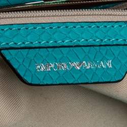 Emporio Armani Blue Python Embossed Leather Frame Clutch