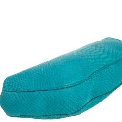 Emporio Armani Blue Python Embossed Leather Frame Clutch