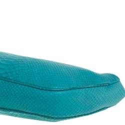 Emporio Armani Blue Python Embossed Leather Frame Clutch